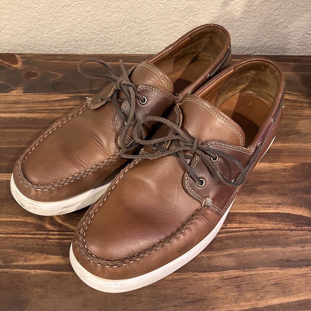 Allen Edmonds "PANAMA" Leather Casual Boat Shoes 12 D Brown